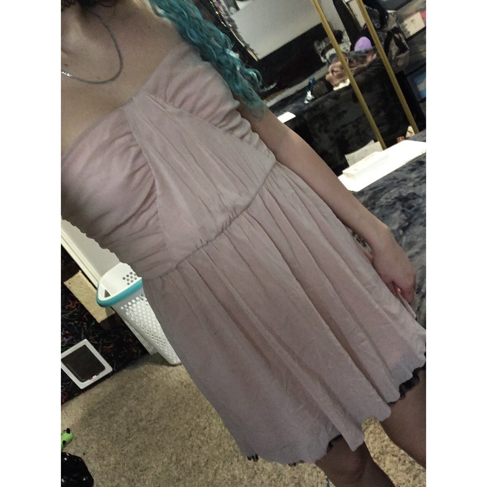 Pink and black strap less dress